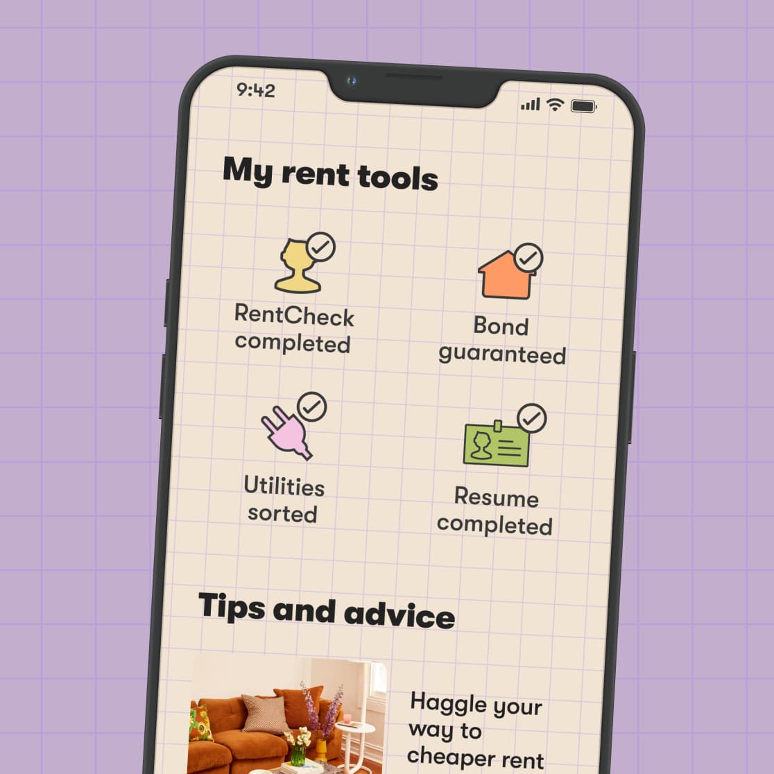 Rent.com.au app is filled with handy tools to help get you on your way